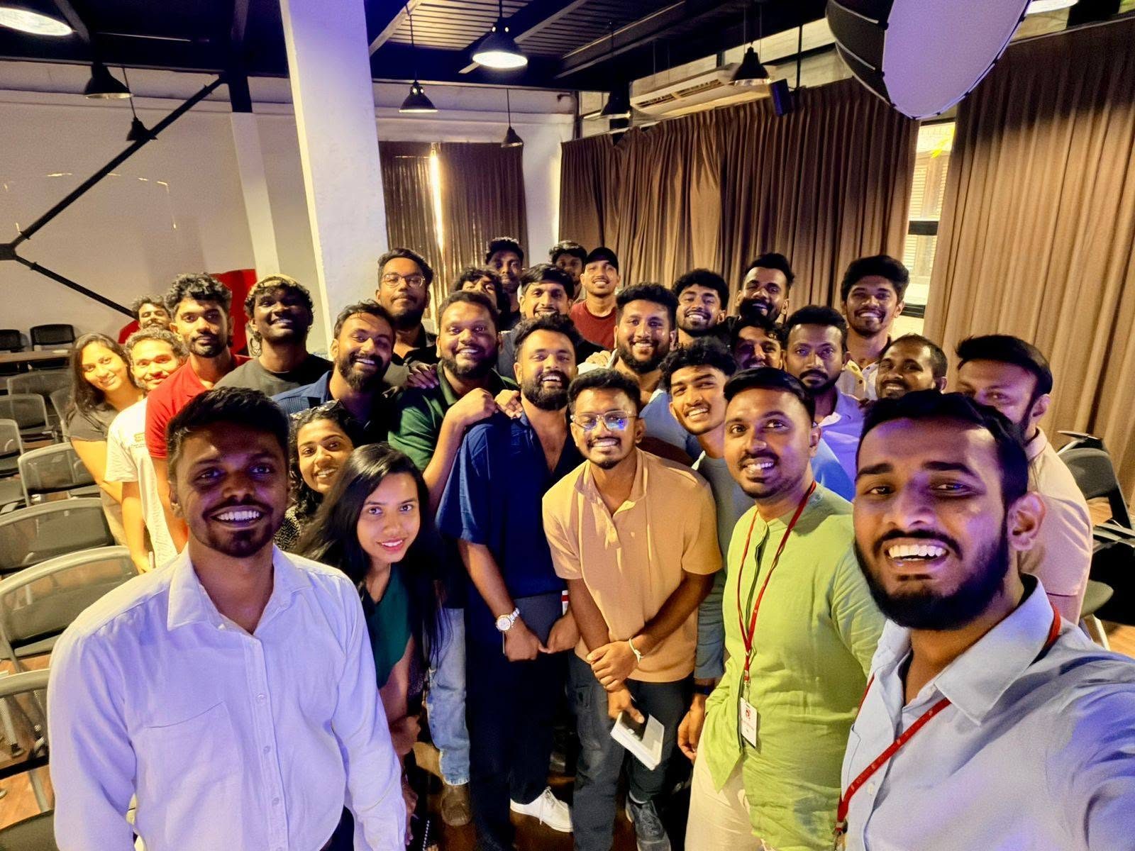 Group selfie with the Derana teams at the end of Cocoon's AI for Creatives training, co-facilitated by Ammar Ahamed