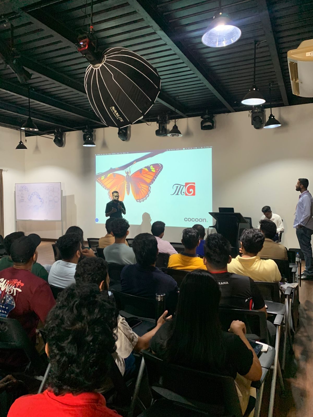 A working session in Cocoon's AI for Creatives training with Derana Macroentertainment, co-facilitated by Ammar Ahamed