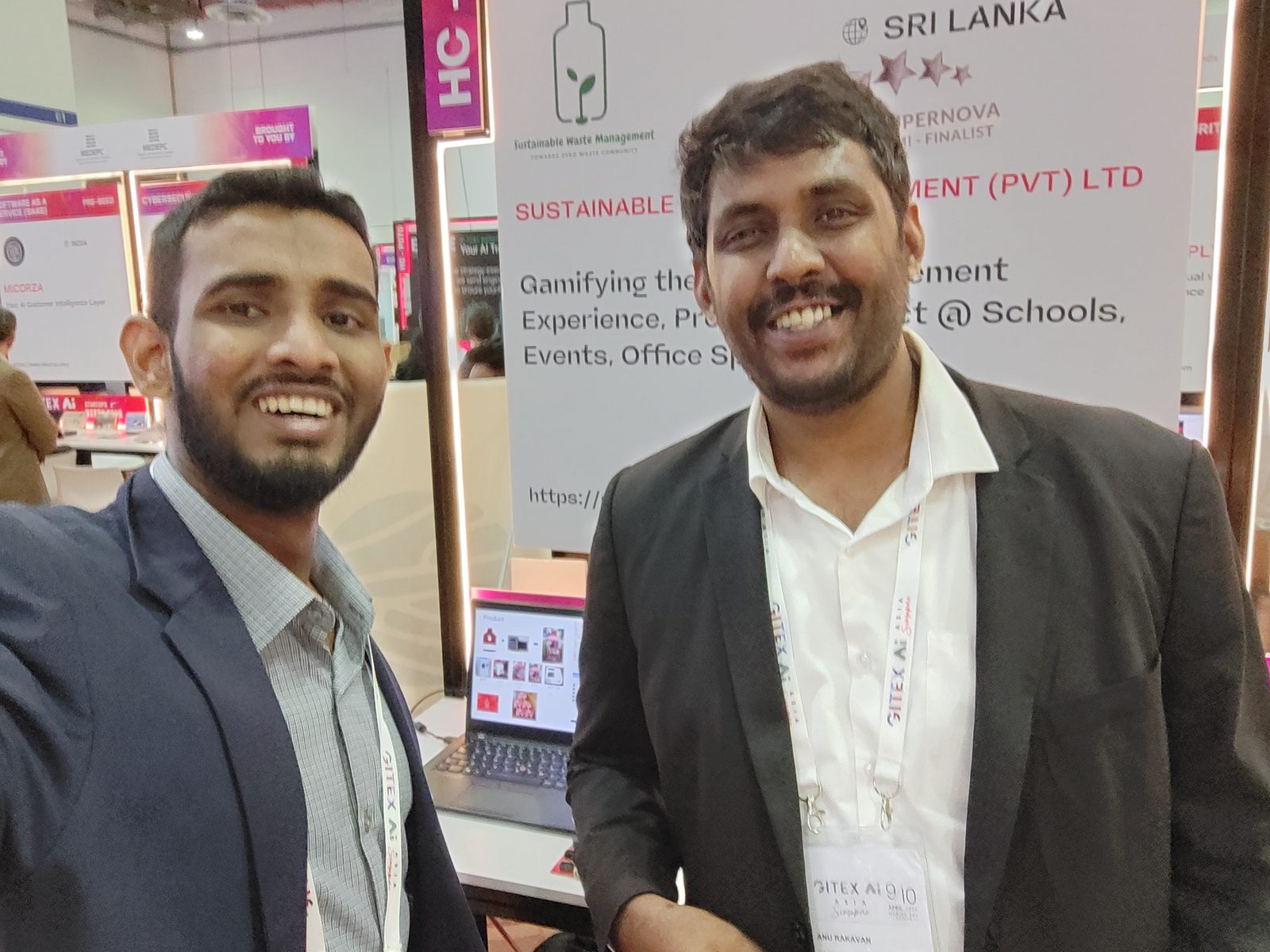 Ammar Ahamed meeting an exhibitor at the Sri Lanka pavilion, GITEX Asia 2026 Singapore