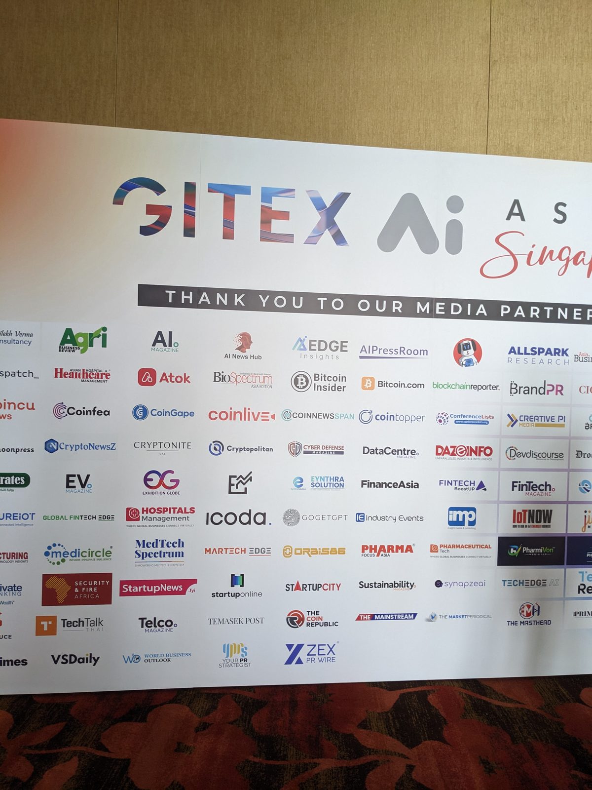 The GITEX AI Asia Singapore media partners wall at the show Ammar Ahamed attended