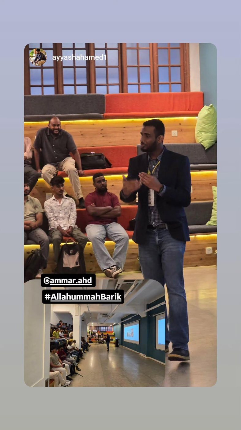 Instagram story of Ammar Ahamed speaking to the bleacher seating at Google Build with AI 2026