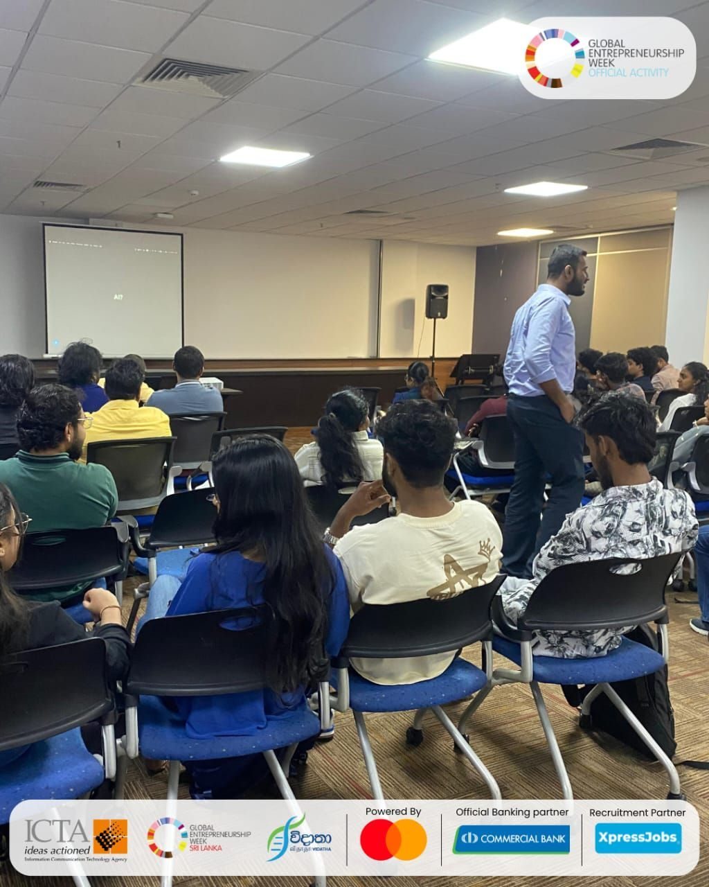 The audience at the ICTA x Cocoon Global Entrepreneurship Week session where Ammar Ahamed spoke