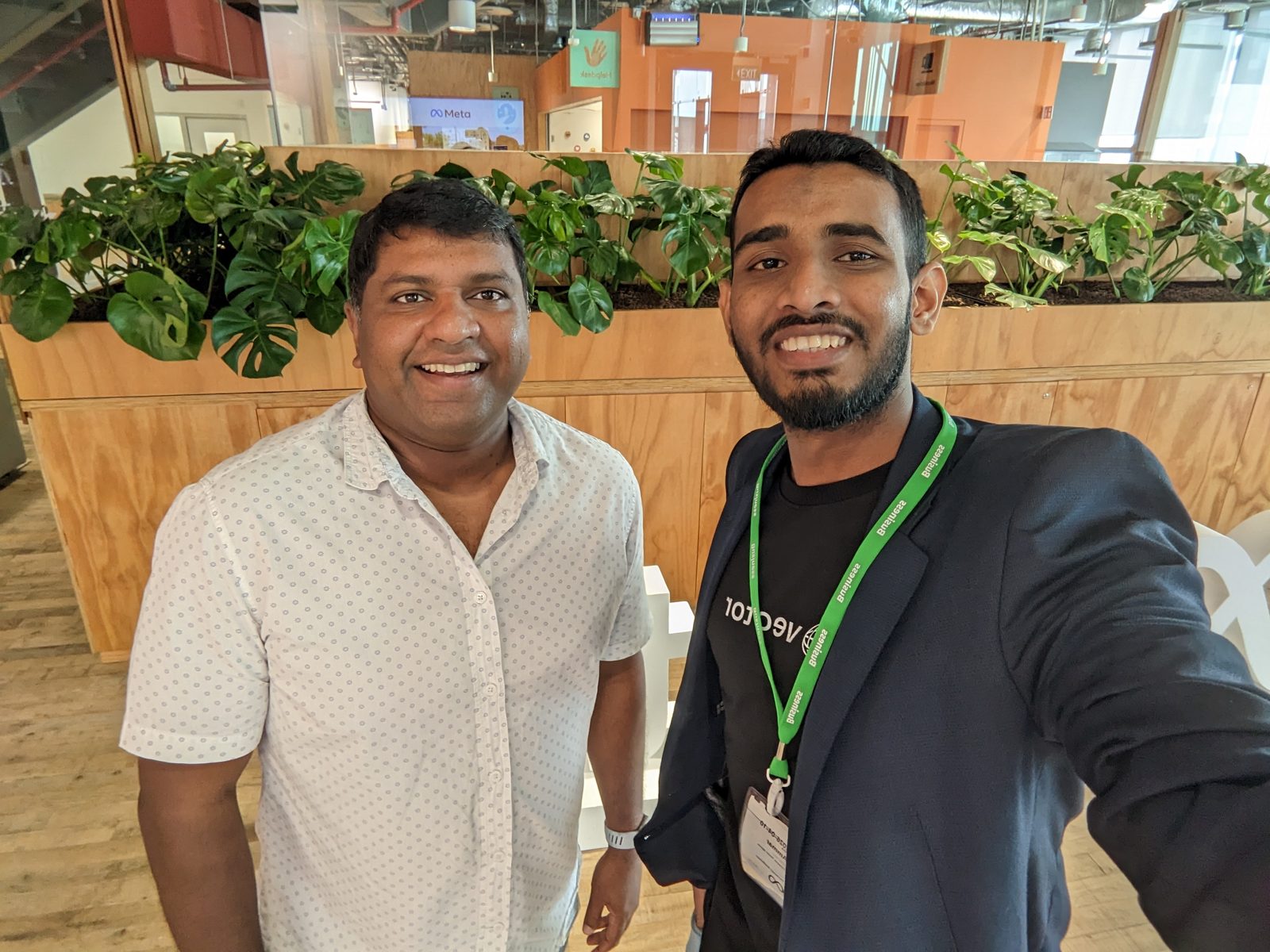 Ammar Ahamed with Senura Abeywardena, who leads public policy for Central Asia and Sri Lanka, at Meta's Singapore office