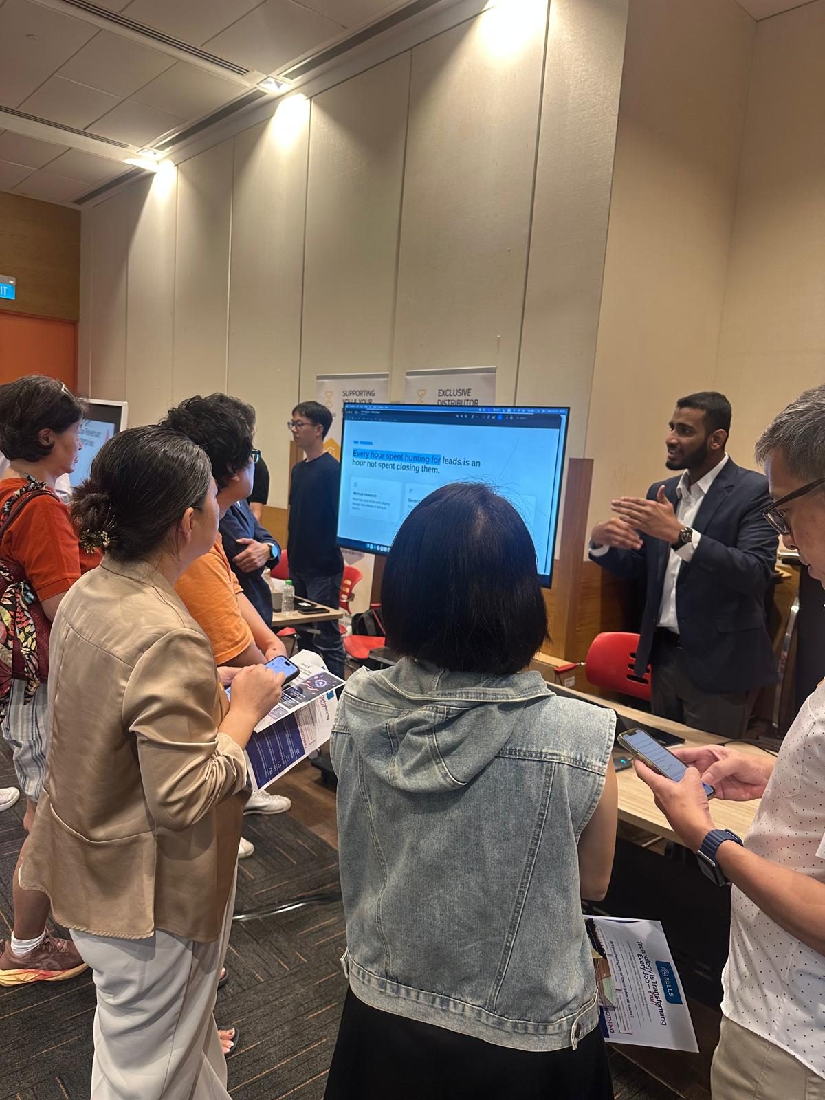 The session room at the Singapore AI Association AI Clinic, where Ammar Ahamed represented Vector Agents